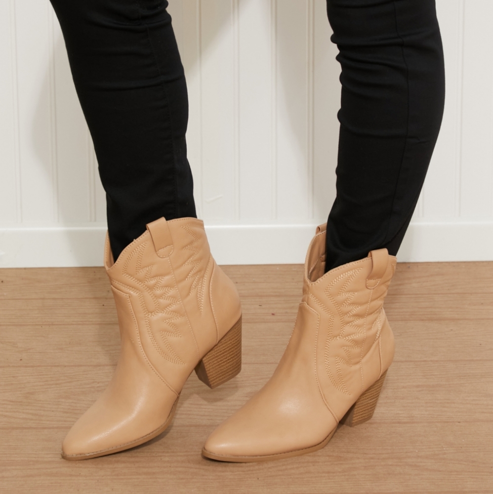 East Lion Corp Texas Trip Embroidered Cowboy Booties in Toffee - Picture 4 of 7